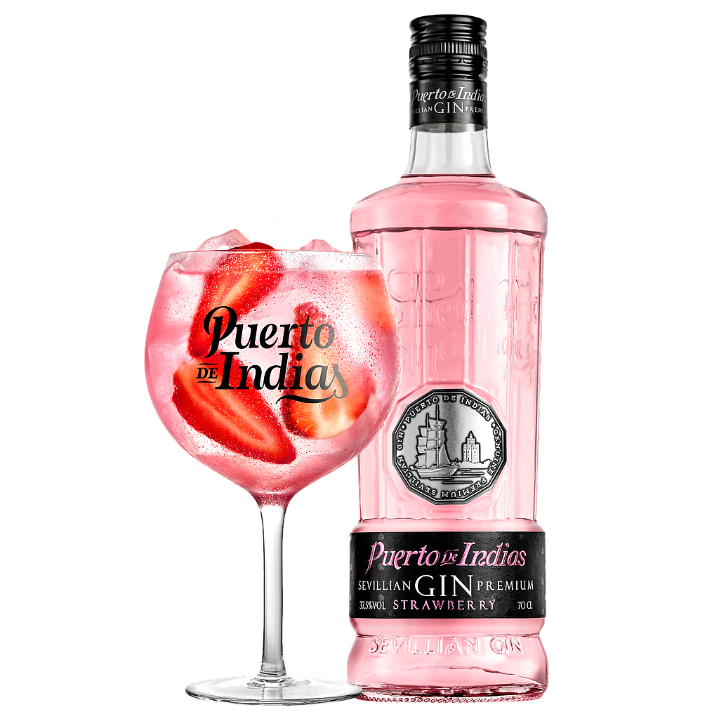 GIN PUERTO DE INDIAS STRAWBERRY 700 ML + COPA     