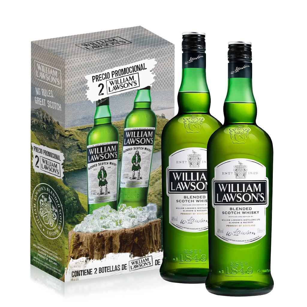 ESTUCHE 2 BOTELLAS WHISKY ESCOCES WILLIAM LAWSONS 1 LITRO